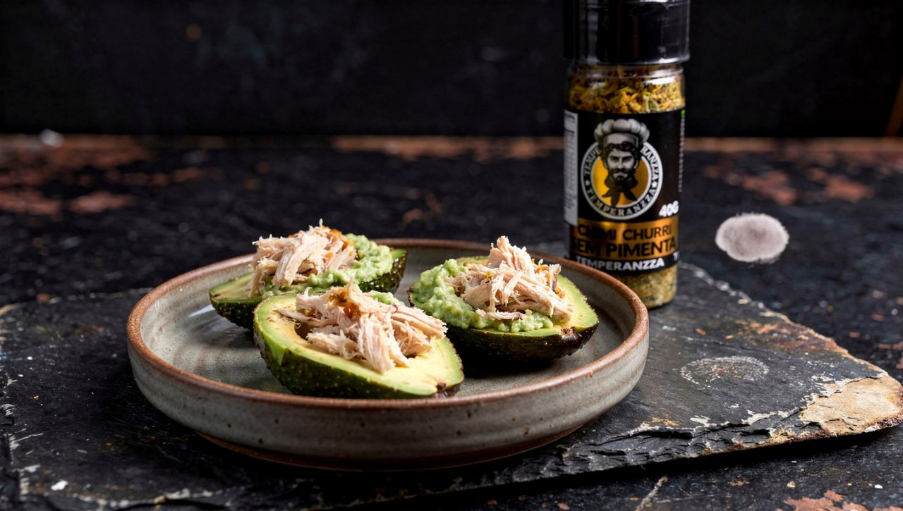 Abacate recheado com frango e Chimichurri